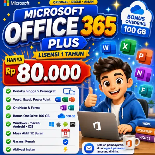 Microsoft Office 365 Plus – 1 Tahun 🔥